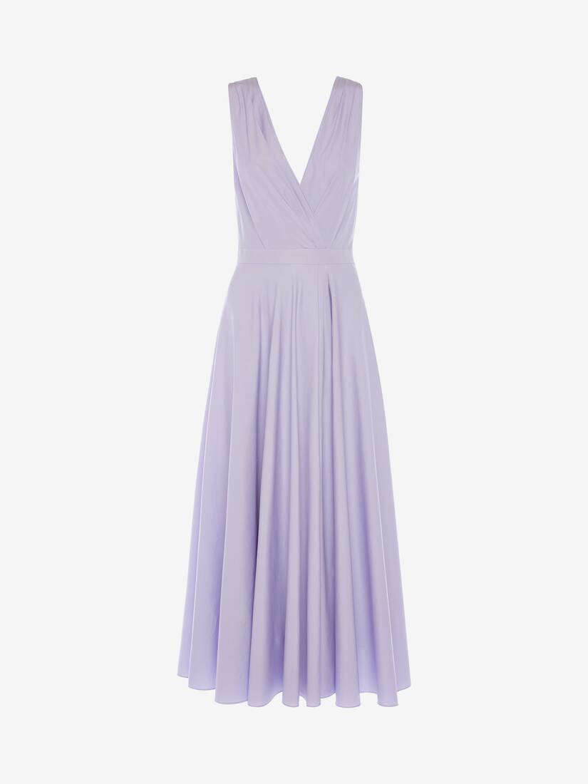 Vestidos Alexander McQueen Cotton Poplin Drape Midi Mujer - Lavanda - Mexico 017-DWRITJ